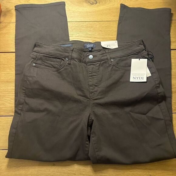 NYDJ Pants - NWT Nydj brown Marilyn straight jeans pants 14
